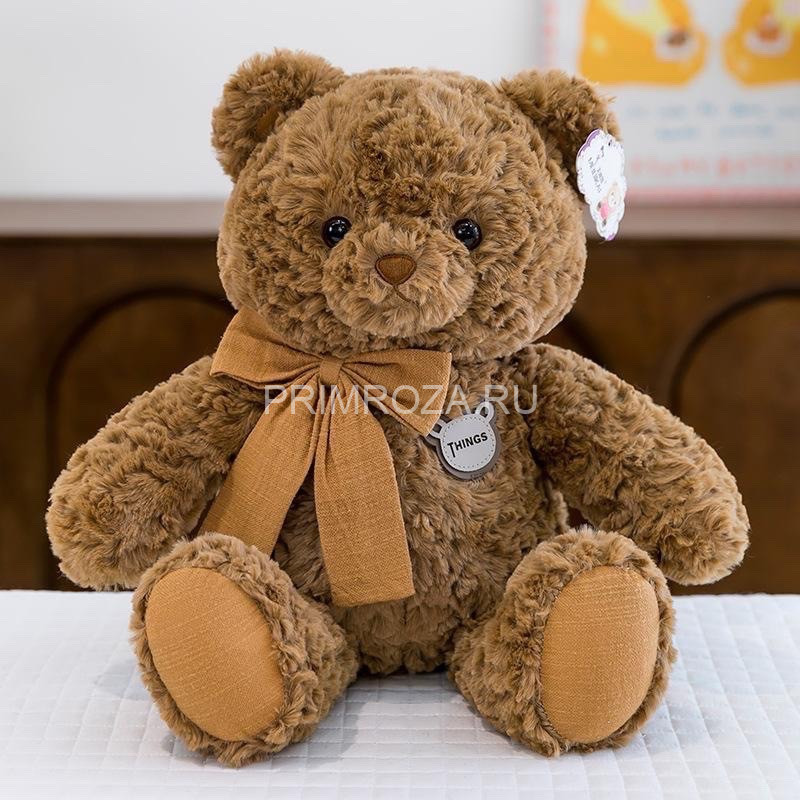 Мишка с бантиком коричневый  (50 см)  Flowers delivery Vladivostok