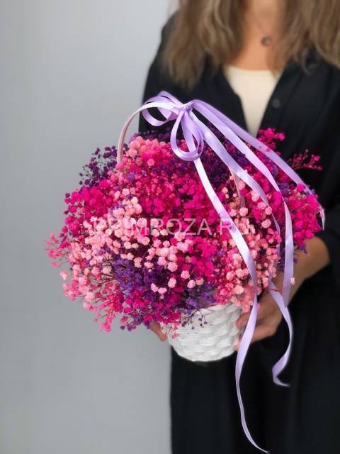 Prefabricated bouquet of stabilized gypsophila #B5355