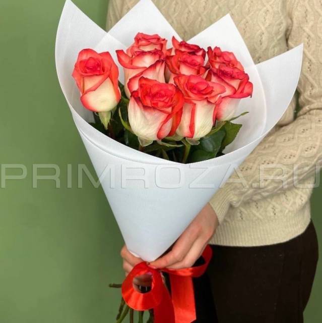 Bouquet of 9 fiery roses #R25992