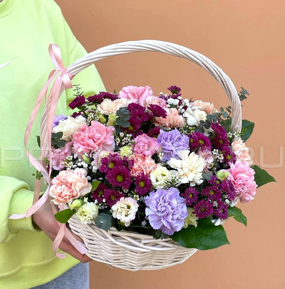 Prefabricated bouquet in a basket with peonies #A30422 Flowers delivery Vladivostok
