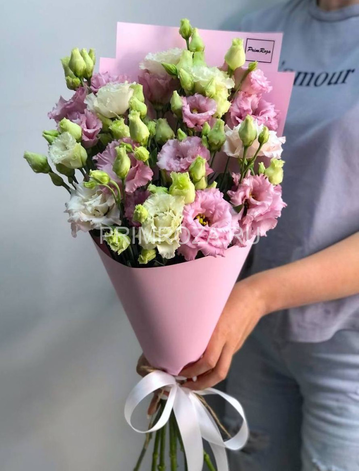 Монобукет из 9 розовых эустом Flowers delivery Vladivostok
