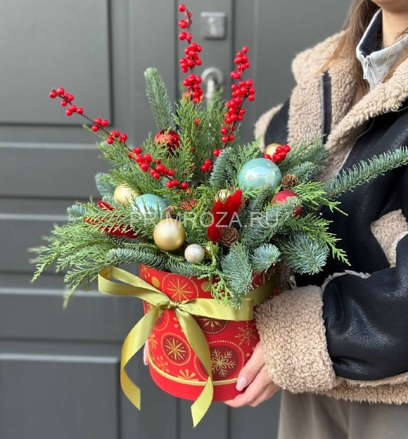 Новогодняя композиция #NY098 Flowers delivery Vladivostok