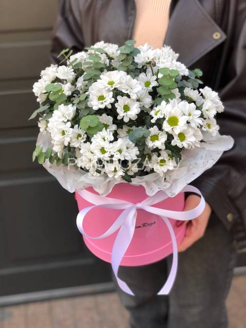 Хризантема сантини в коробке #А1112