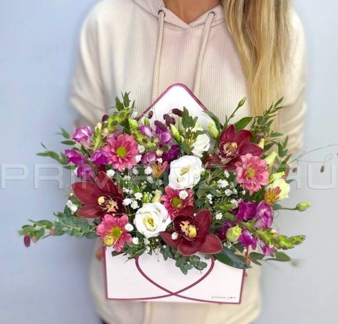 Assembled bouquet in a decorative envelope #DM06