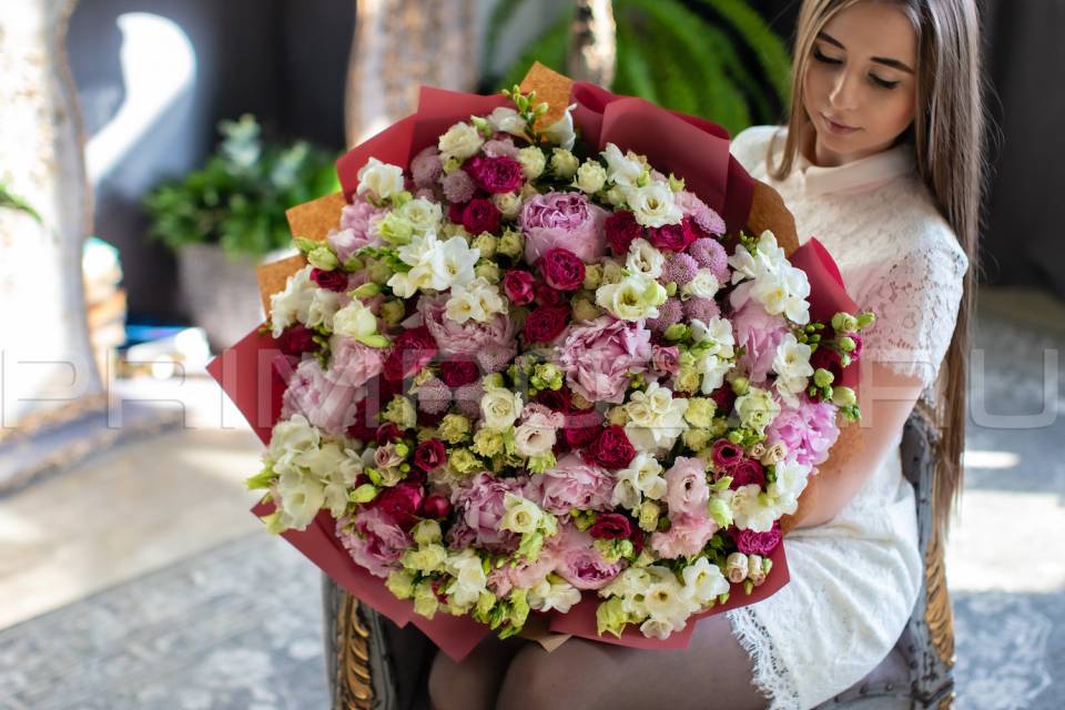 A large mixed bouquet with peonies No. P021