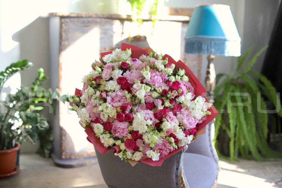 A large mixed bouquet with peonies No. P021