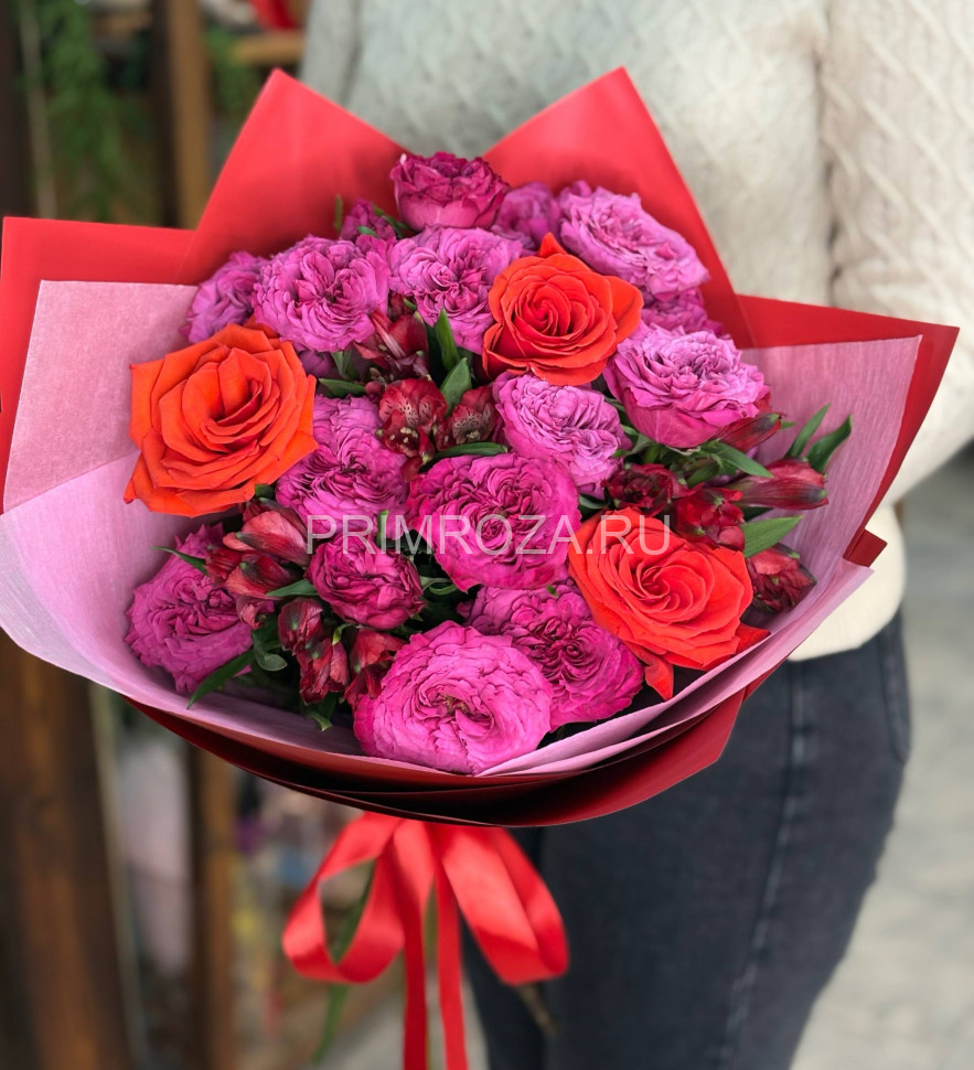 Сборный букет с пионовидной розой #А36985 Flowers delivery Vladivostok