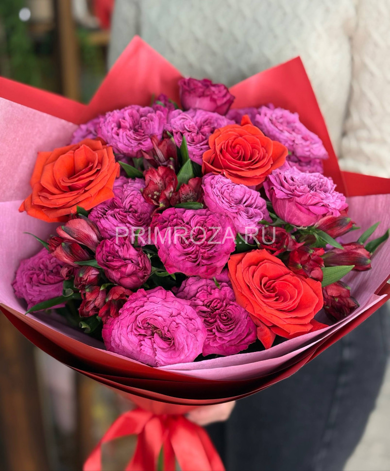 Сборный букет с пионовидной розой #А36985 Flowers delivery Vladivostok