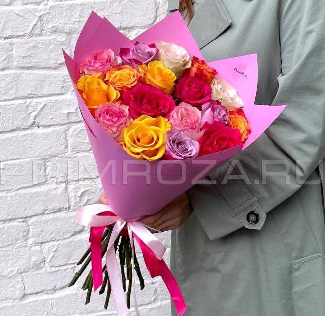 Bouquet of multicolored roses #V1455