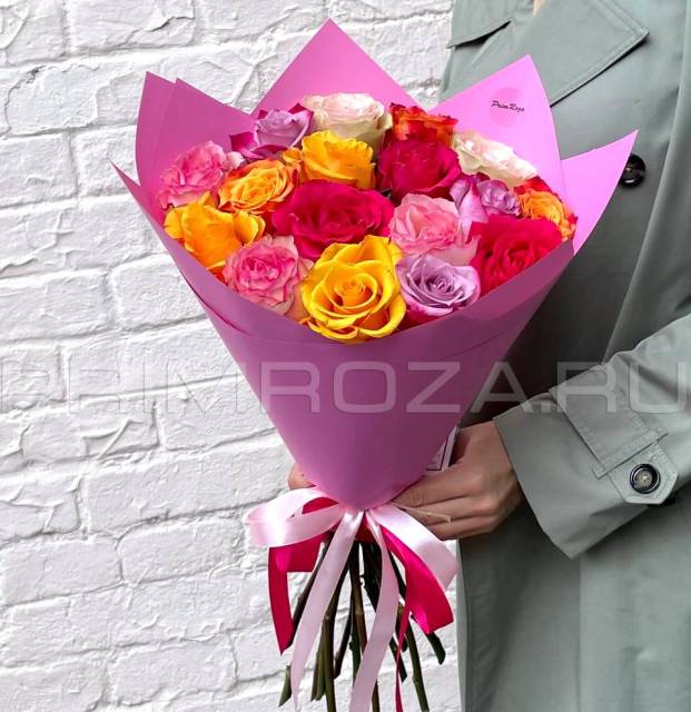 Bouquet of multicolored roses #V1455