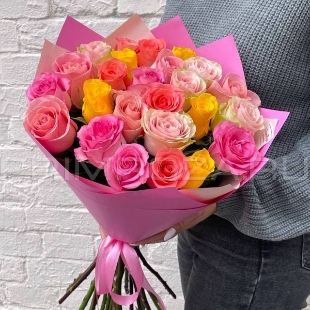 Bouquet of multicolored roses #V1455