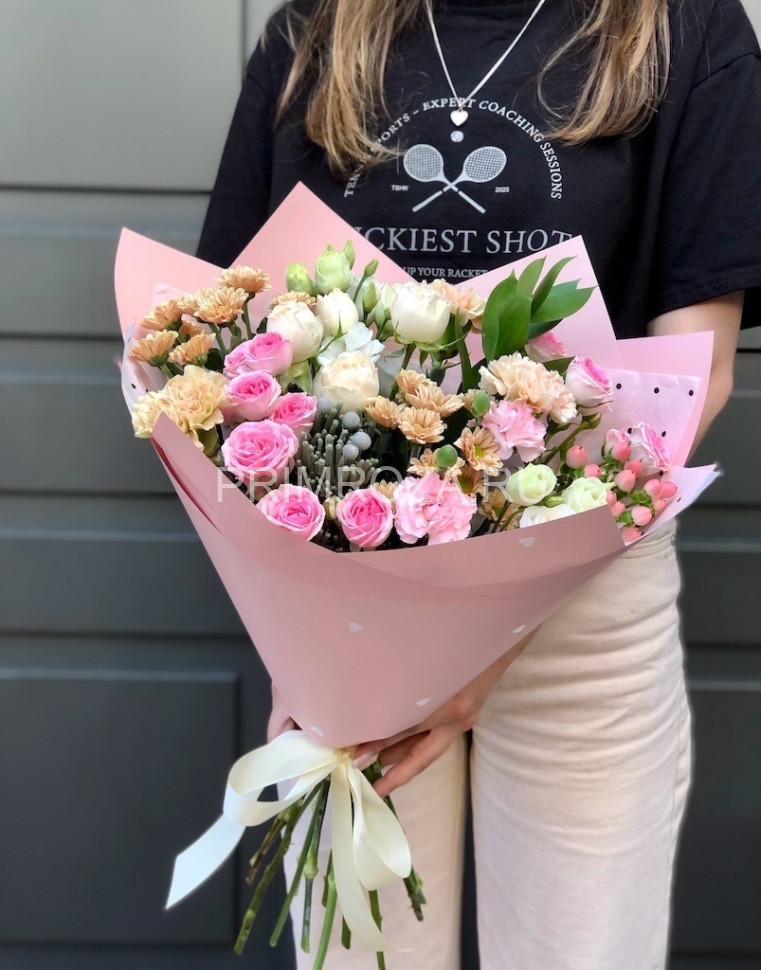 Сборный букет с брунией #6664 Flowers delivery Vladivostok