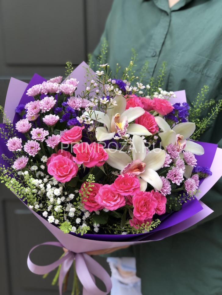 Сборный букет с орхидеей #6666 Flowers delivery Vladivostok