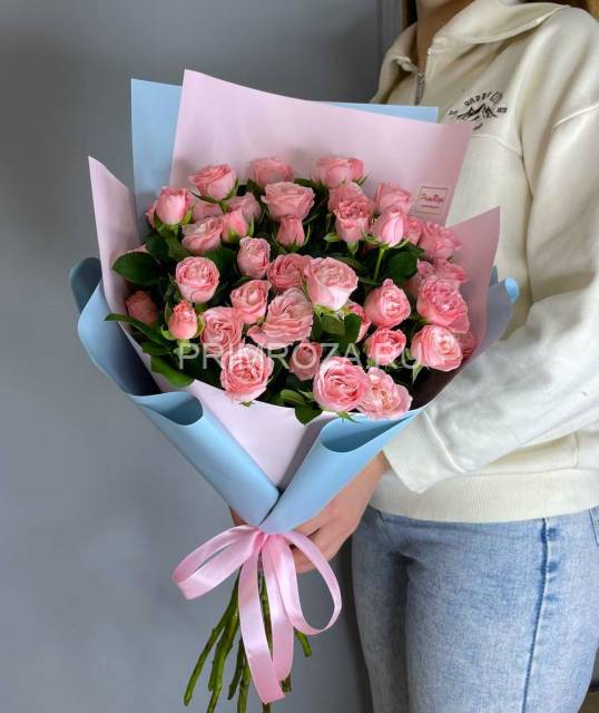 Букет из  нежно-розовой кустовой розы #R6669