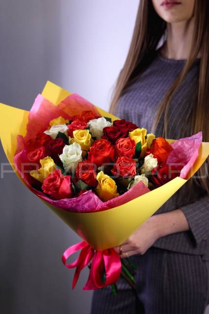 Bouquet of multicolored roses 