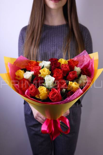 Bouquet of multicolored roses 