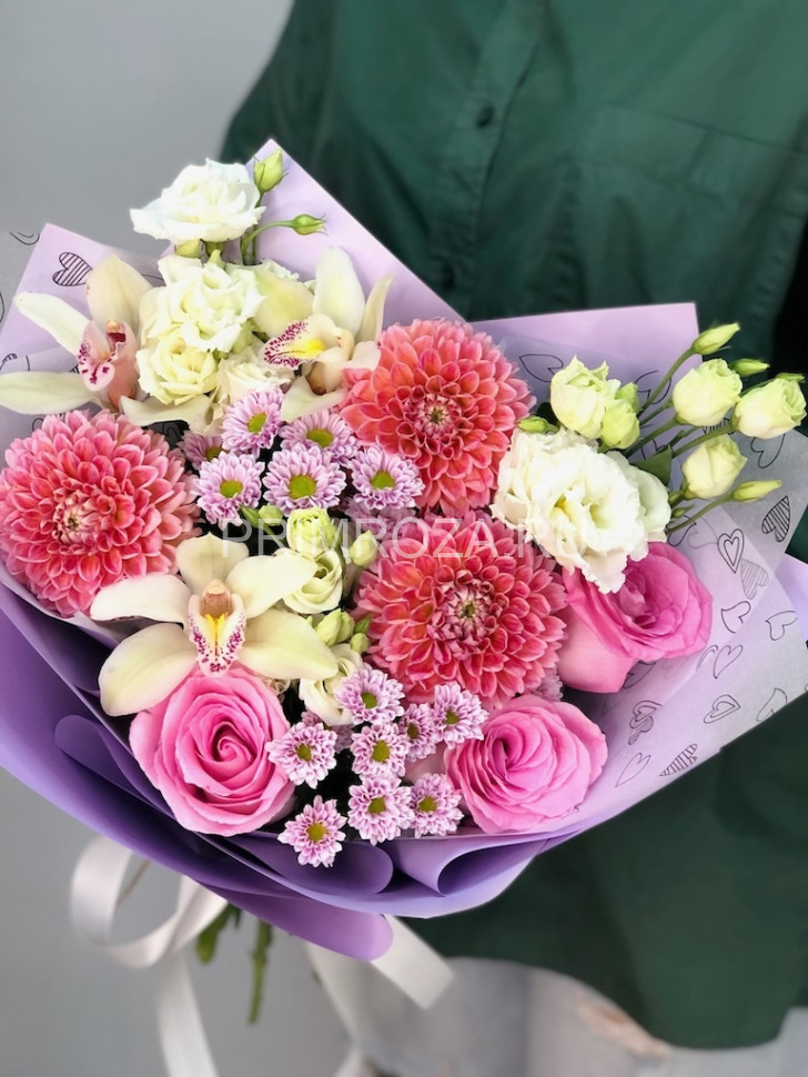 Букет-ассорти с георгинами #6673 Flowers delivery Vladivostok