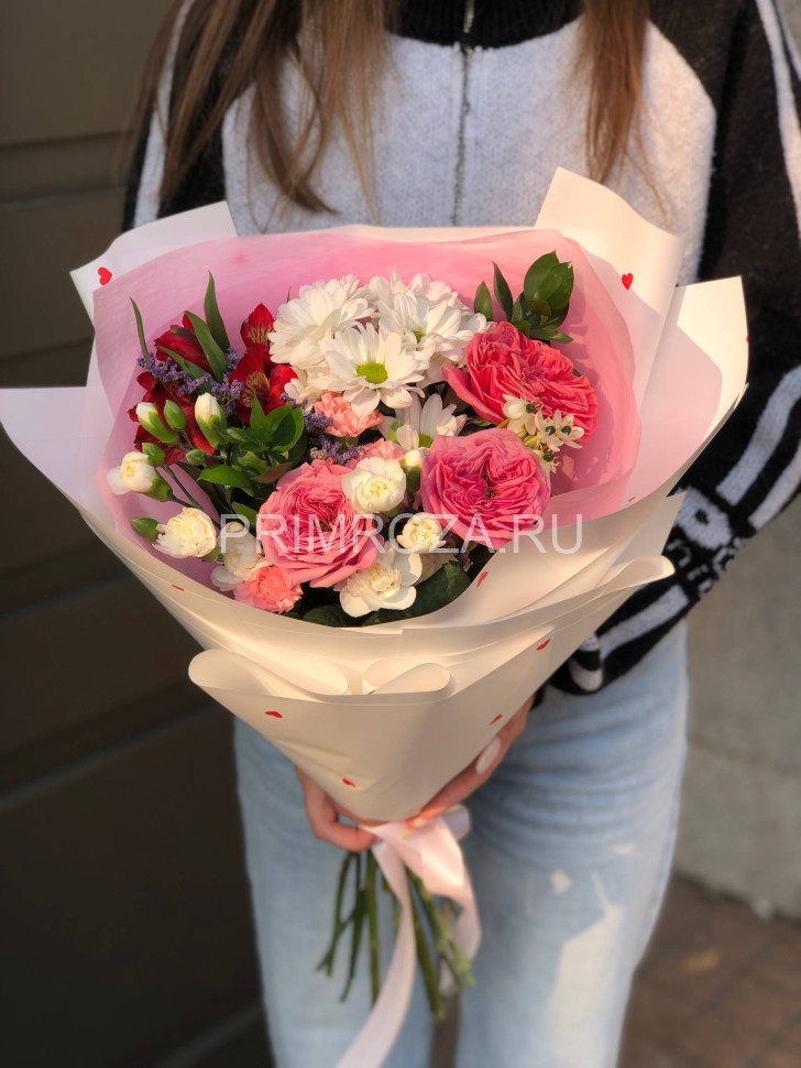 Сборный букет с пионовидной розой #A0024 Flowers delivery Vladivostok