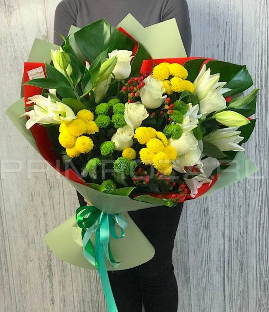 Prefabricated bouquet with lilies #A8008