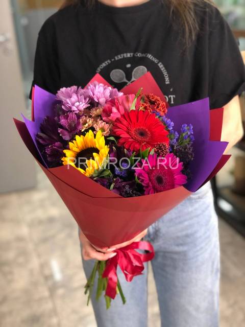 Букет- ассорти с подсолнухом #6345