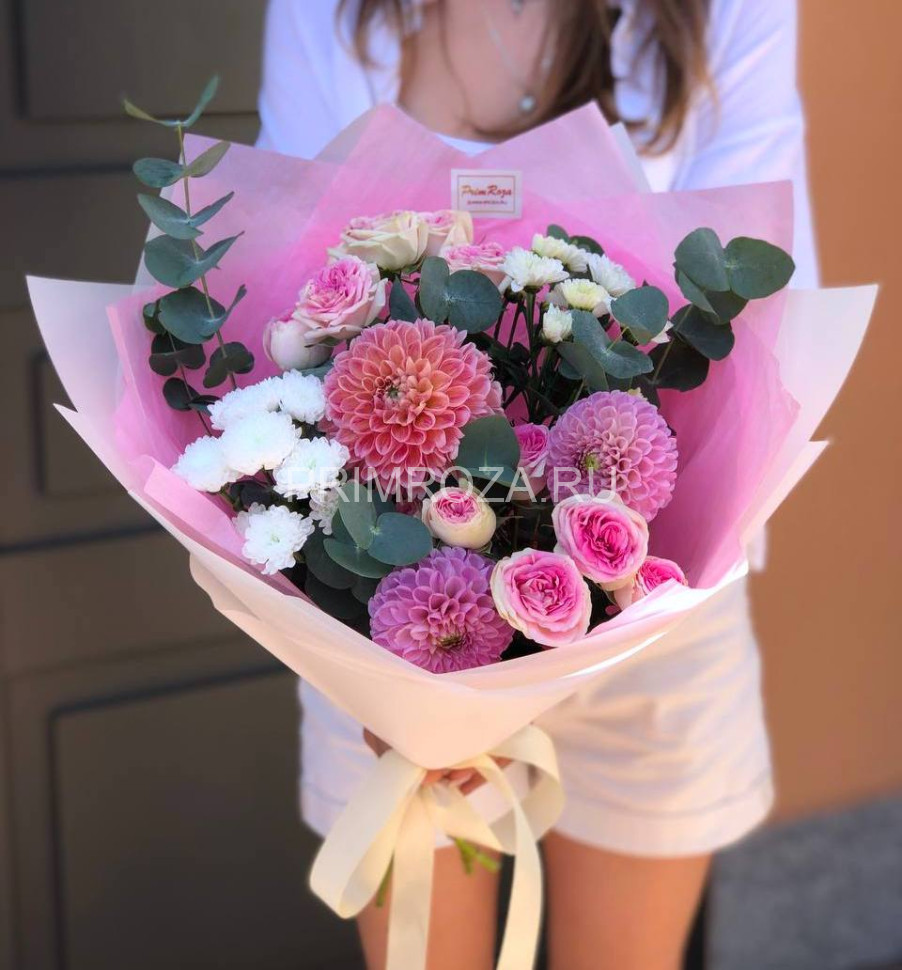 Букет-ассорти с георгинами #Т1254 Flowers delivery Vladivostok
