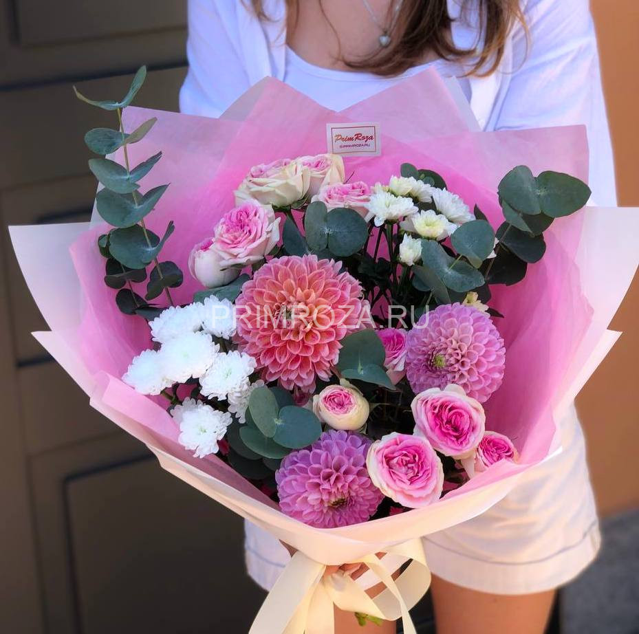 Букет-ассорти с георгинами #Т1254 Flowers delivery Vladivostok