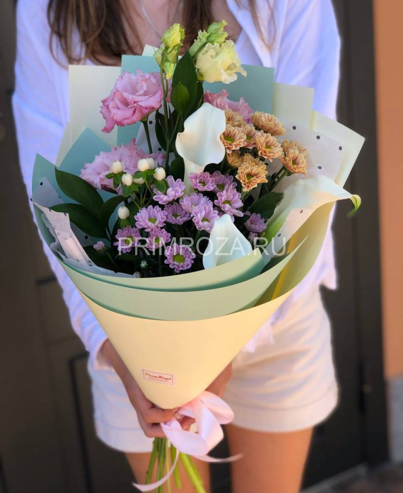 Букет- ассорти с каллами #О2555 Flowers delivery Vladivostok