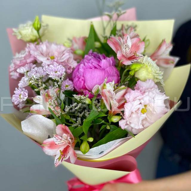 Composite bouquet with peony#V7452
