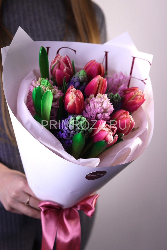 #M06 Ассорти из тюльпанов и гиацинтов  1 Flowers delivery Vladivostok