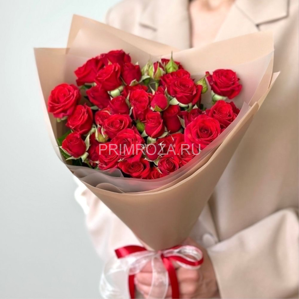 Bouquet of red bush roses  Flowers delivery Vladivostok