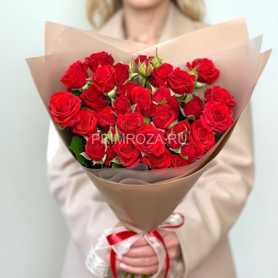 Bouquet of red bush roses  Flowers delivery Vladivostok