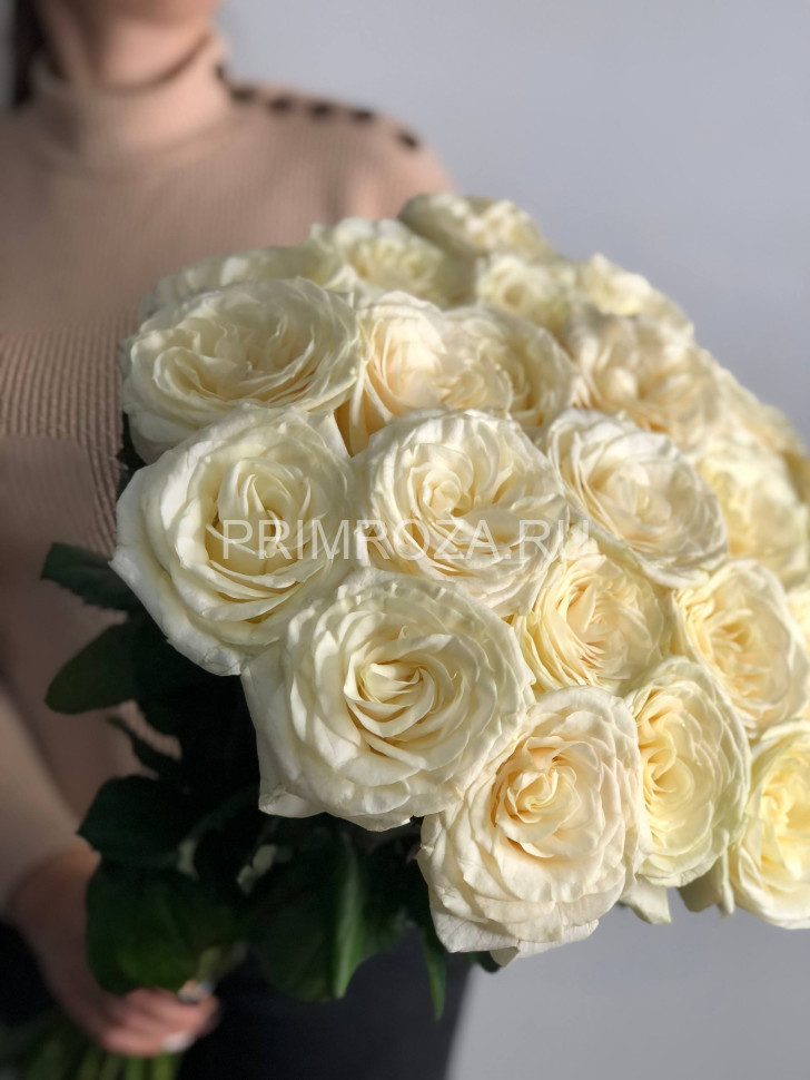 Букет из 25 белых высоких роз #DM034 Flowers delivery Vladivostok