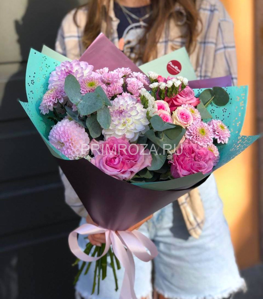 Букет-ассорти с георгинами #Т0021 Flowers delivery Vladivostok