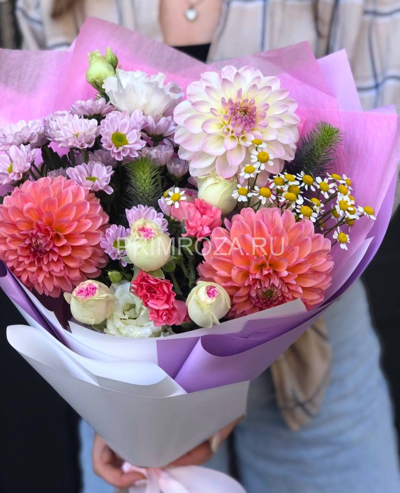 Букет-ассорти с георгинами #Т0022 Flowers delivery Vladivostok