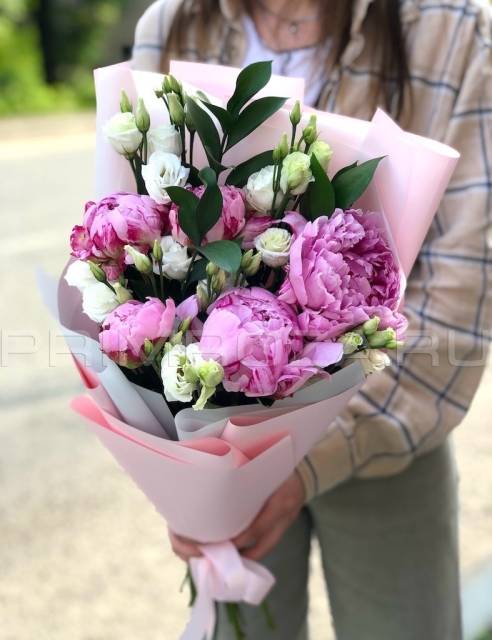 Prefabricated bouquet with peonies #A7303