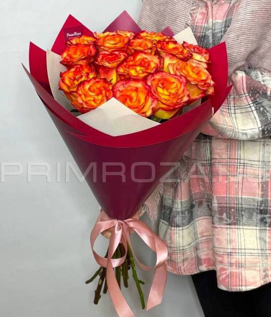 Bouquet of fiery roses #R0024