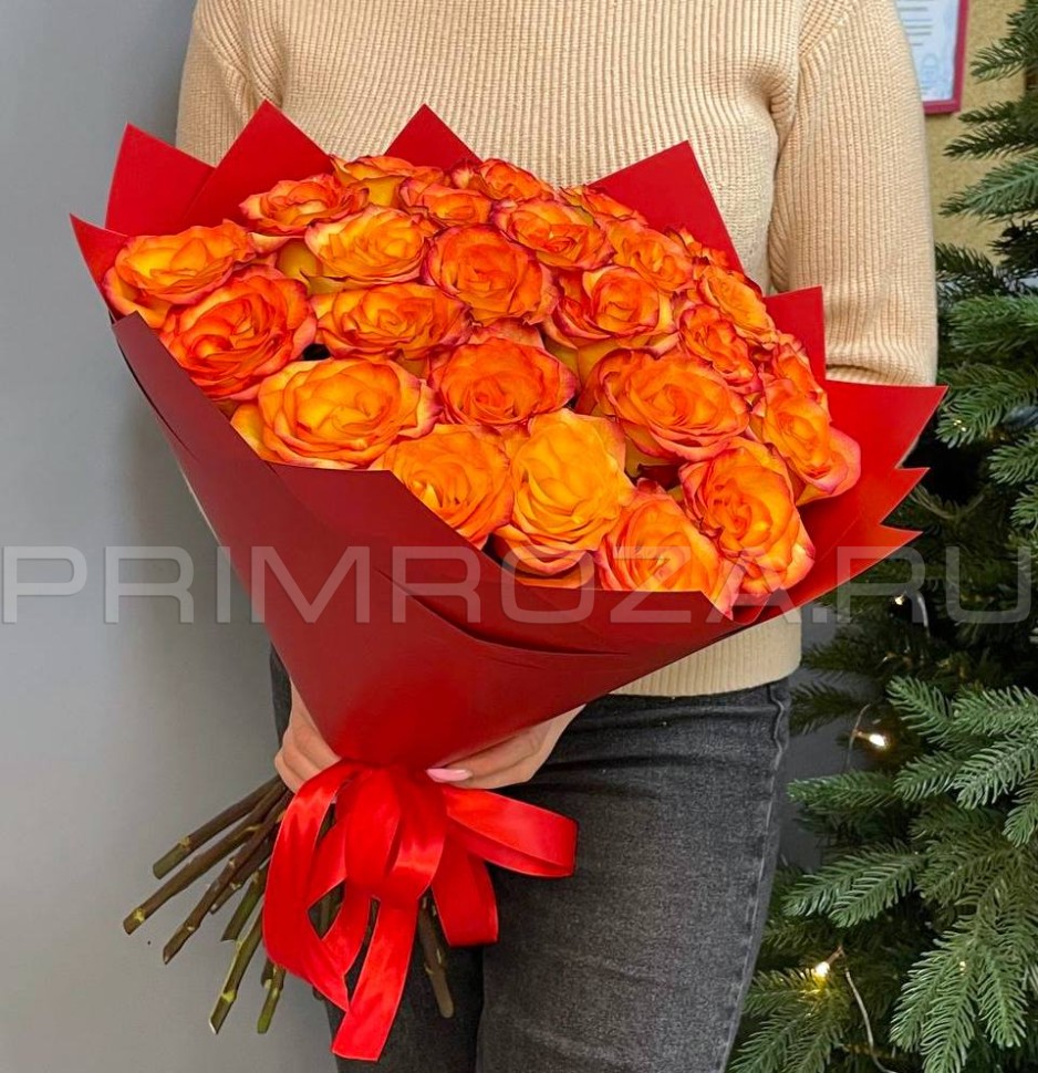 Bouquet of fiery roses #R0024 Flowers delivery Vladivostok