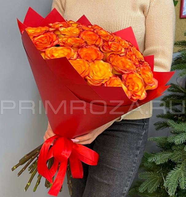 Bouquet of fiery roses #R0024