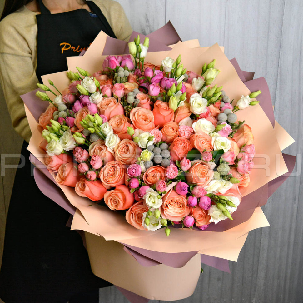 Mixed bouquet with peony rose #A021 Flowers delivery Vladivostok
