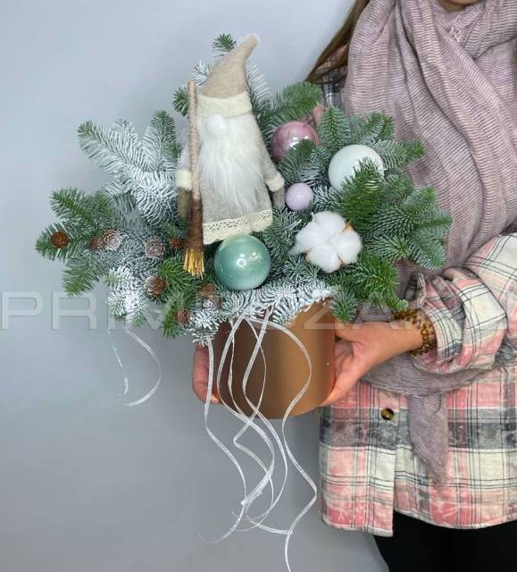New Year's composition in a decorative box #NY1477