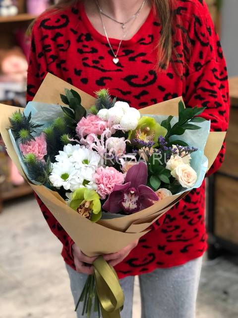 Экзотический букет с орхидеей #А09867