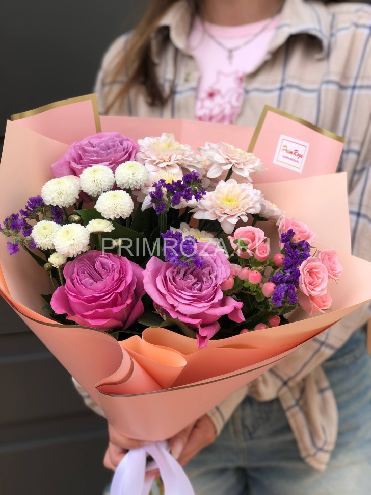 Сборный букет с пионовидной розой #A0018 Flowers delivery Vladivostok