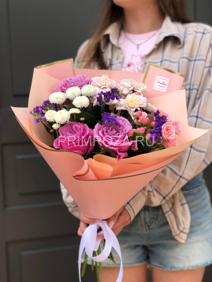 Сборный букет с пионовидной розой #A0018 Flowers delivery Vladivostok