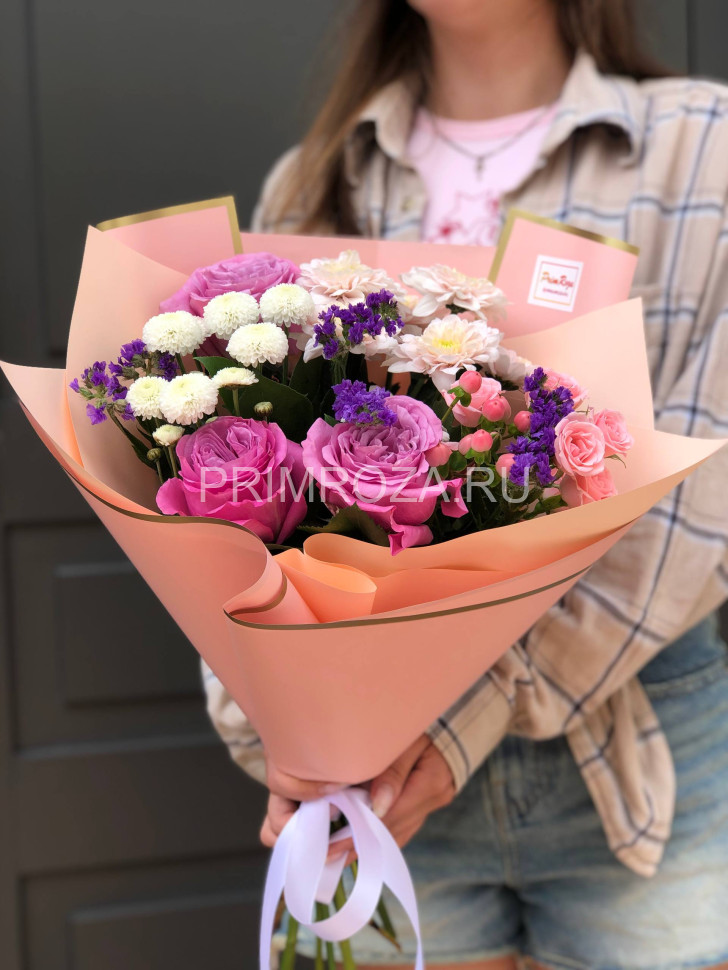 Сборный букет с пионовидной розой #A0018 Flowers delivery Vladivostok