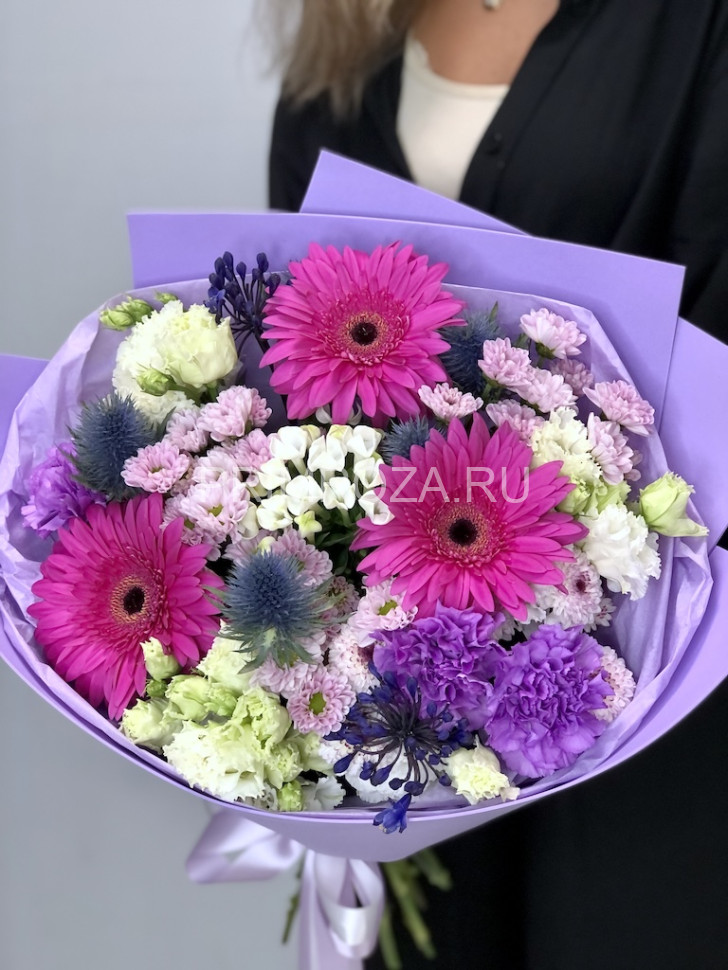 Букет-ассорти с розовыми герберами #7356 Flowers delivery Vladivostok