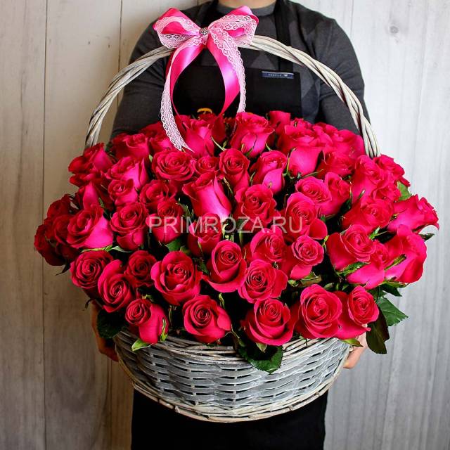 Bouquet of 101 roses in basket #K2354