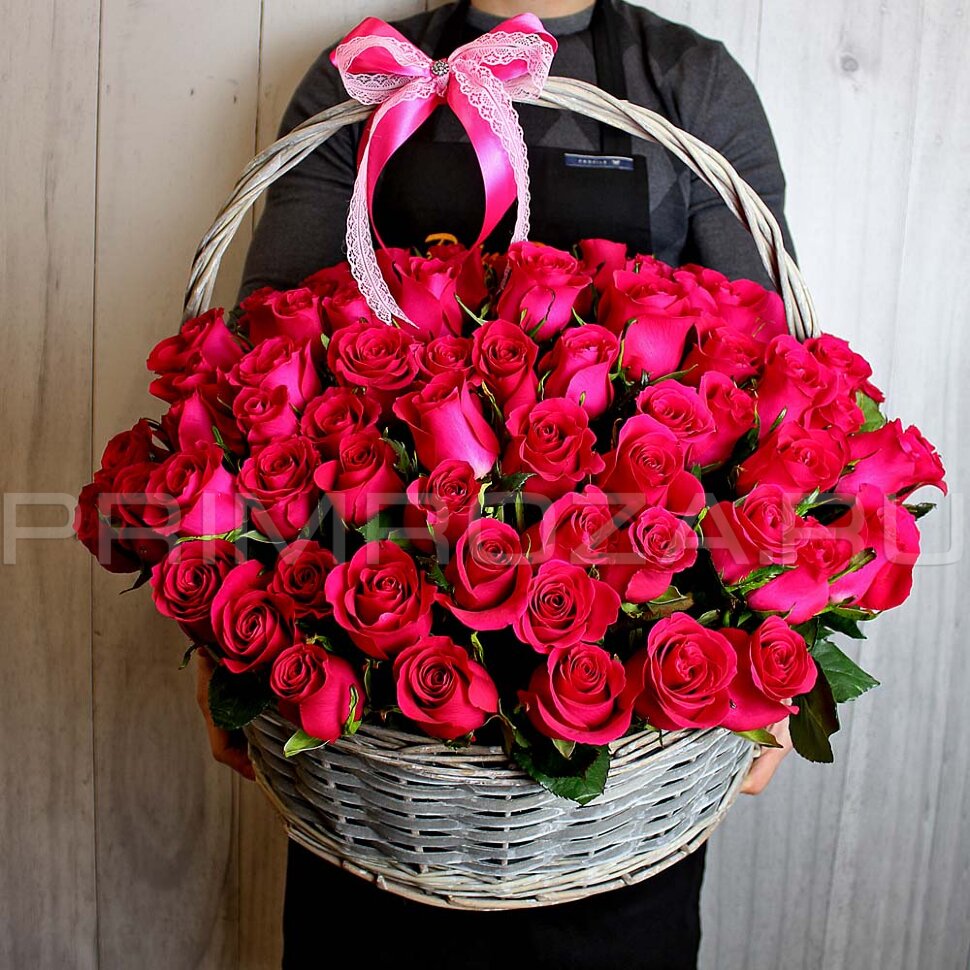 Bouquet of 101 roses in basket #K2354 Flowers delivery Vladivostok