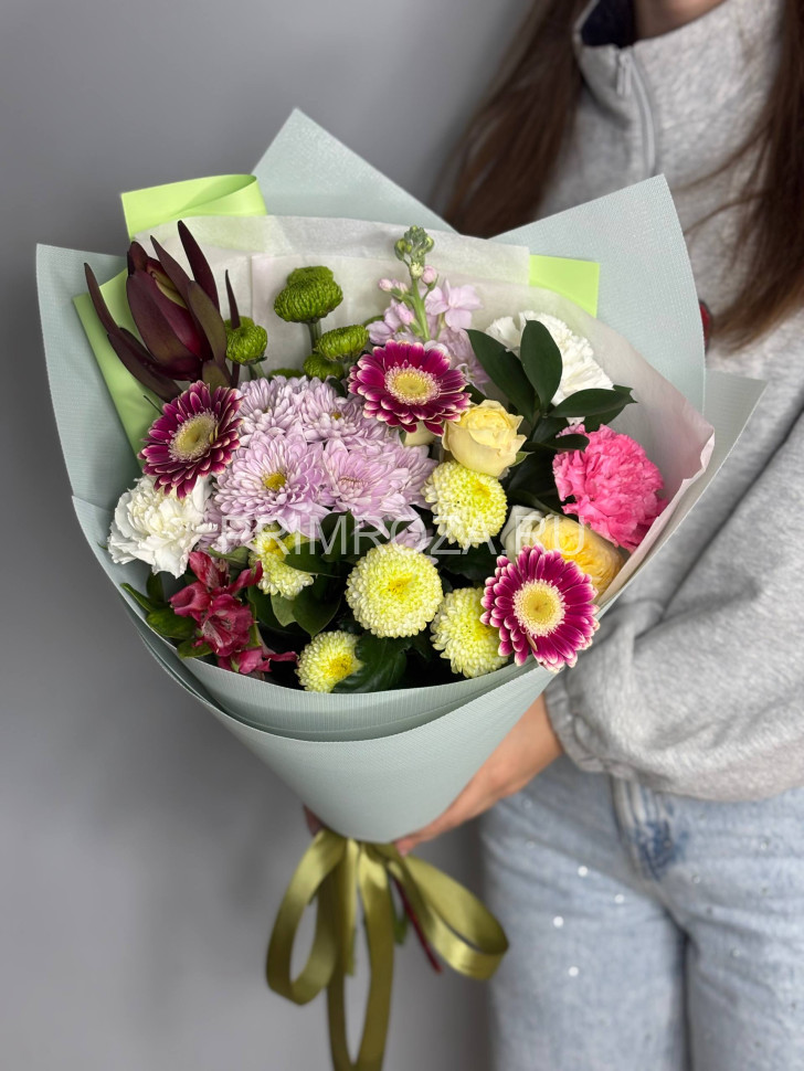 Сборный букет с гермини и леукодендроном #A8913 Flowers delivery Vladivostok
