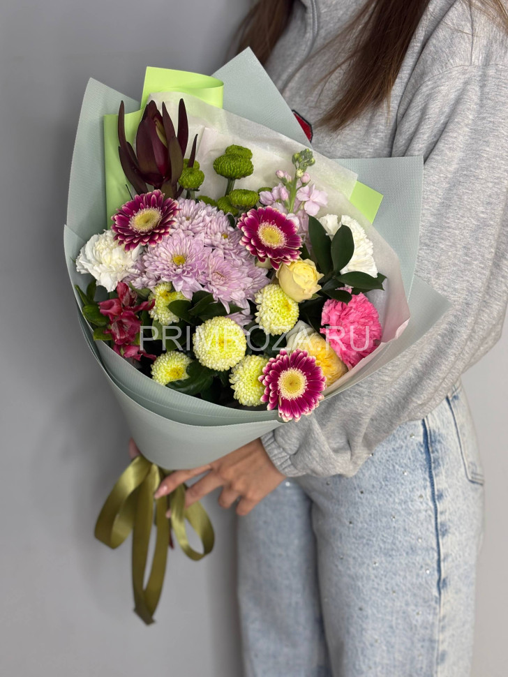 Сборный букет с гермини и леукодендроном #A8913 Flowers delivery Vladivostok