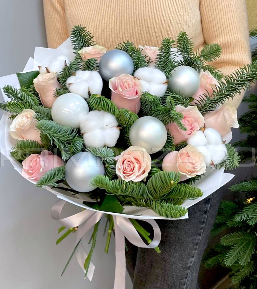 Delicate bouquet with nobilis and roses#A8445 Flowers delivery Vladivostok